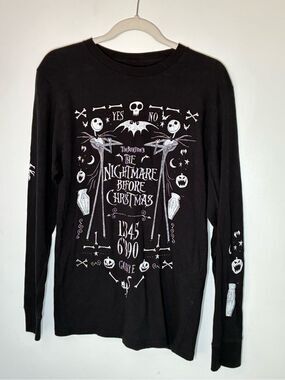 Disneys The Nightmare Before Christmas Womens Black Long Sleeve Top Small